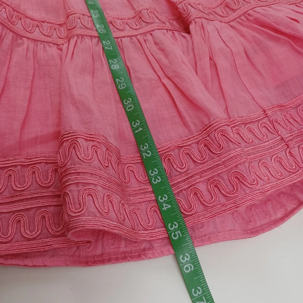 Veronica Beard Keely Tiered Mini Dress Size 4 Women Preppy Ramie In Dark Peony